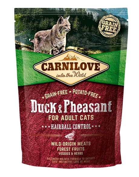 Carnilove Into The Wild Duck & Pheasant for Adult Cats Hairball Control Cat Dry Food 2kg